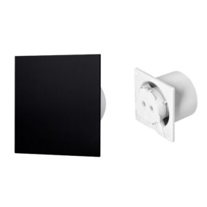 Ventilador de casa de banho 100 mm - Premium, com temporizador e rolamentos de esferas + Painel de plexiglass preto Orno