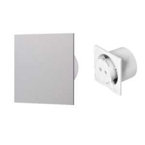 Ventilador de casa de banho 100 mm - Premium, com temporizador e rolamentos de esferas + Painel de plexiglass cinzento Orno