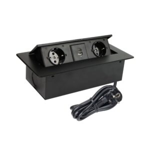 Caixa para Tomada para Embutir em Mesa c/ 2 Tomadas + 2 USB