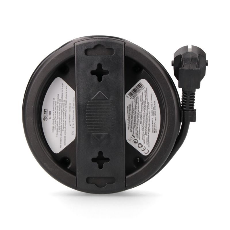 Enrolador de Cabos com 4 Tomadas 2P+T SCHUKO, com Proteção, 16A 250V, Cabo H05VV-F 3G1,5mm² de 5m, Preto Edm - 20029 - Image 4