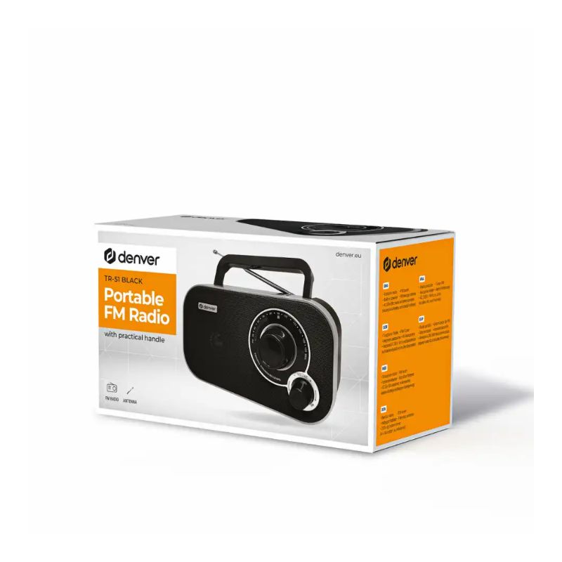 Rádio FM Portátil Preto Denver - TR-51B - Image 7