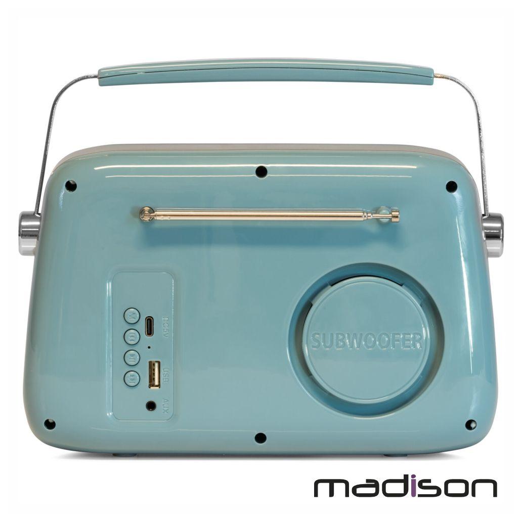 Rádio FM/AUX/BT/USB Extra Bass Vintage 30W Verde MADISON - Image 3