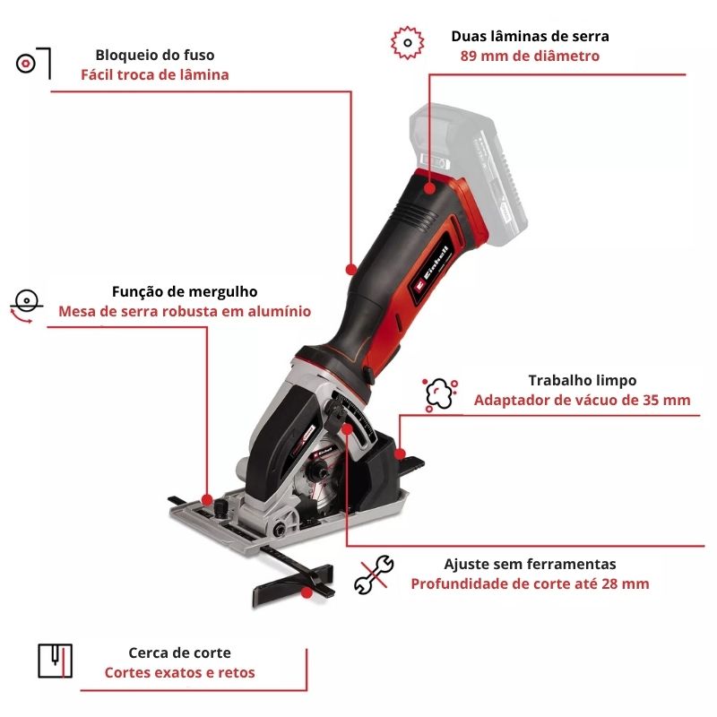 Einhell Mini Serra Circular TE-CS 18/89 Li - Solo - Image 3