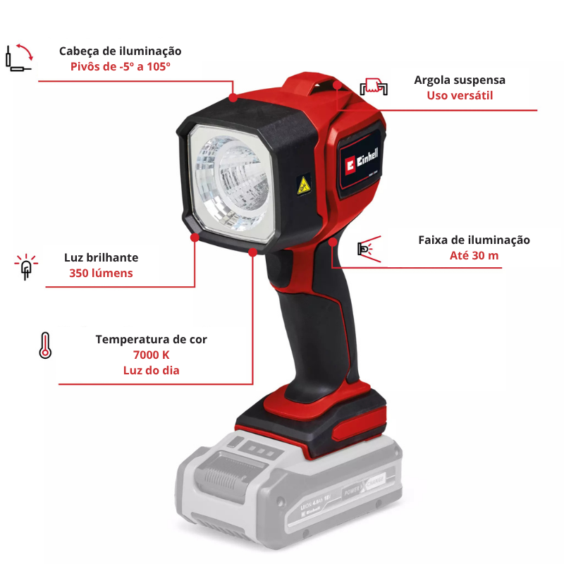 Einhell Lanterna S/Fio TC-CL 18/350 Li - Solo - Image 3