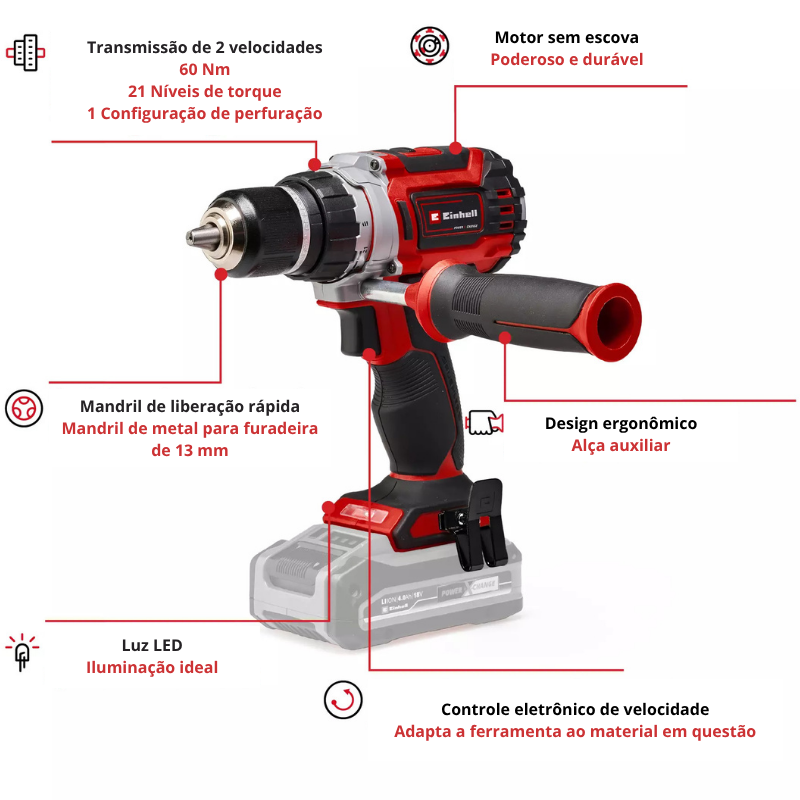 Einhell Berbequim Impacto S/Fio TP-CD 18/60 Li BL - Solo - Image 3