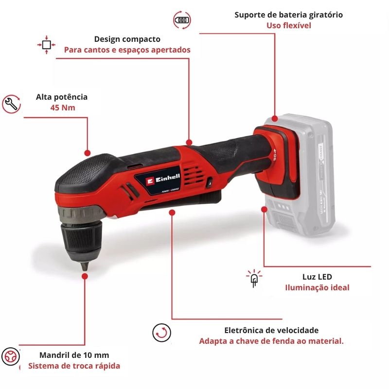 Einhell Berbequim Angular S/Fio TE-AD 18 Li - Solo - Image 3