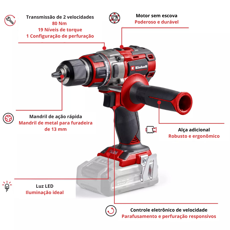Einhell Berbequim Impacto S/Fio TP-CD 18/80 Li BL-Solo - Image 3