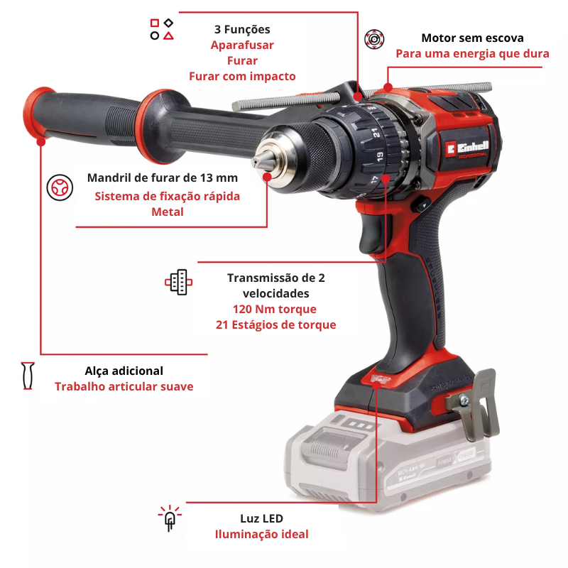 Einhell Berbequim Impacto S/Fio TP-CD 18/80 Li-i BL (2x2,0Ah) - Image 3