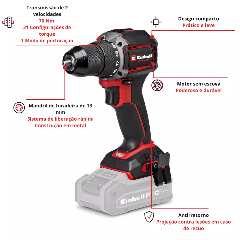 Einhell Berbequim Impacto S/Fio TP-CD 18/70-C Li BL - Solo - Image 3