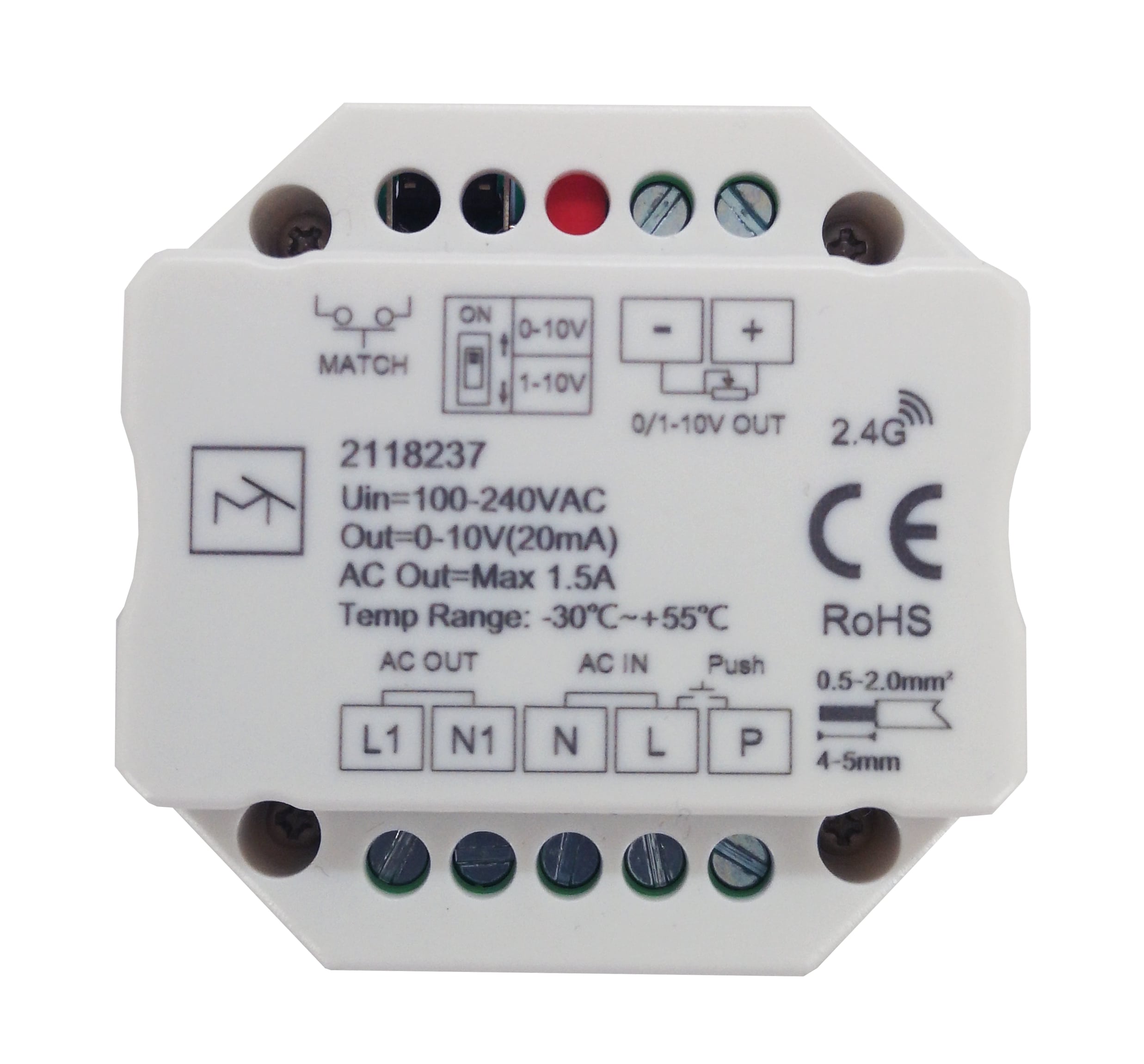 Motako Conversor PUSH + RF - 0/1-10V Função 1 Canal dimer