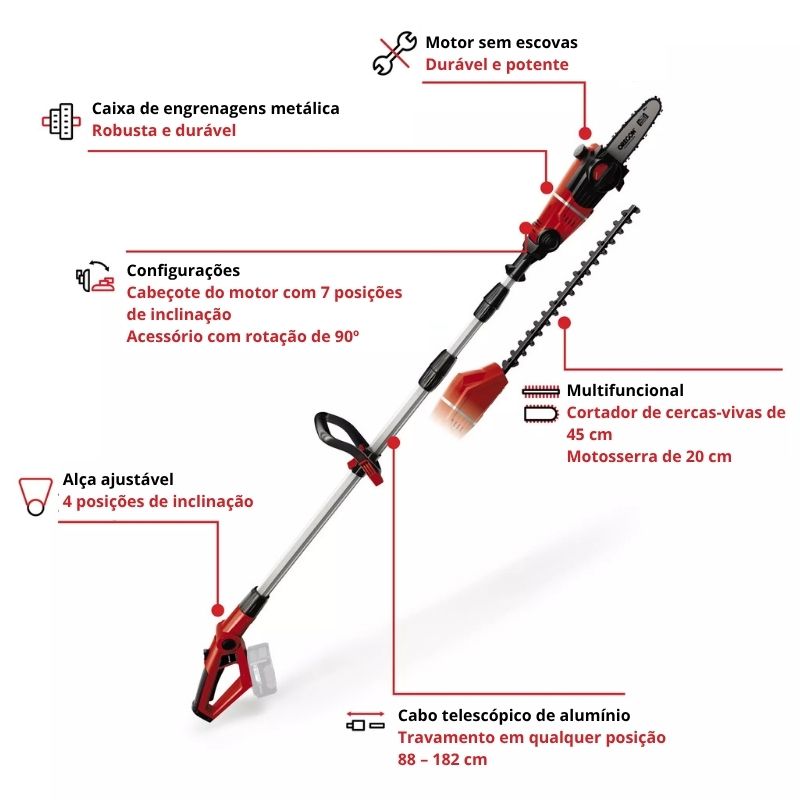 Einhell Corta-Sebes e Electrosserra C/Braço Extensivel GE-HC 18 Li T – Solo - Image 3