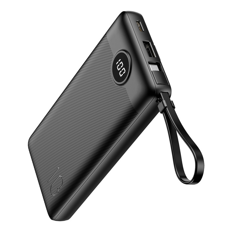 Power Bank VEGER 10000 mAh com Ecrã LCD Cabos USB-C Lightning e Micro USB Integrados Preto - Image 3